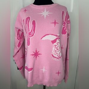 Staccato Women’s Pink Sweater Cowgirl Boots Cactus Nashville Bachelorette Large